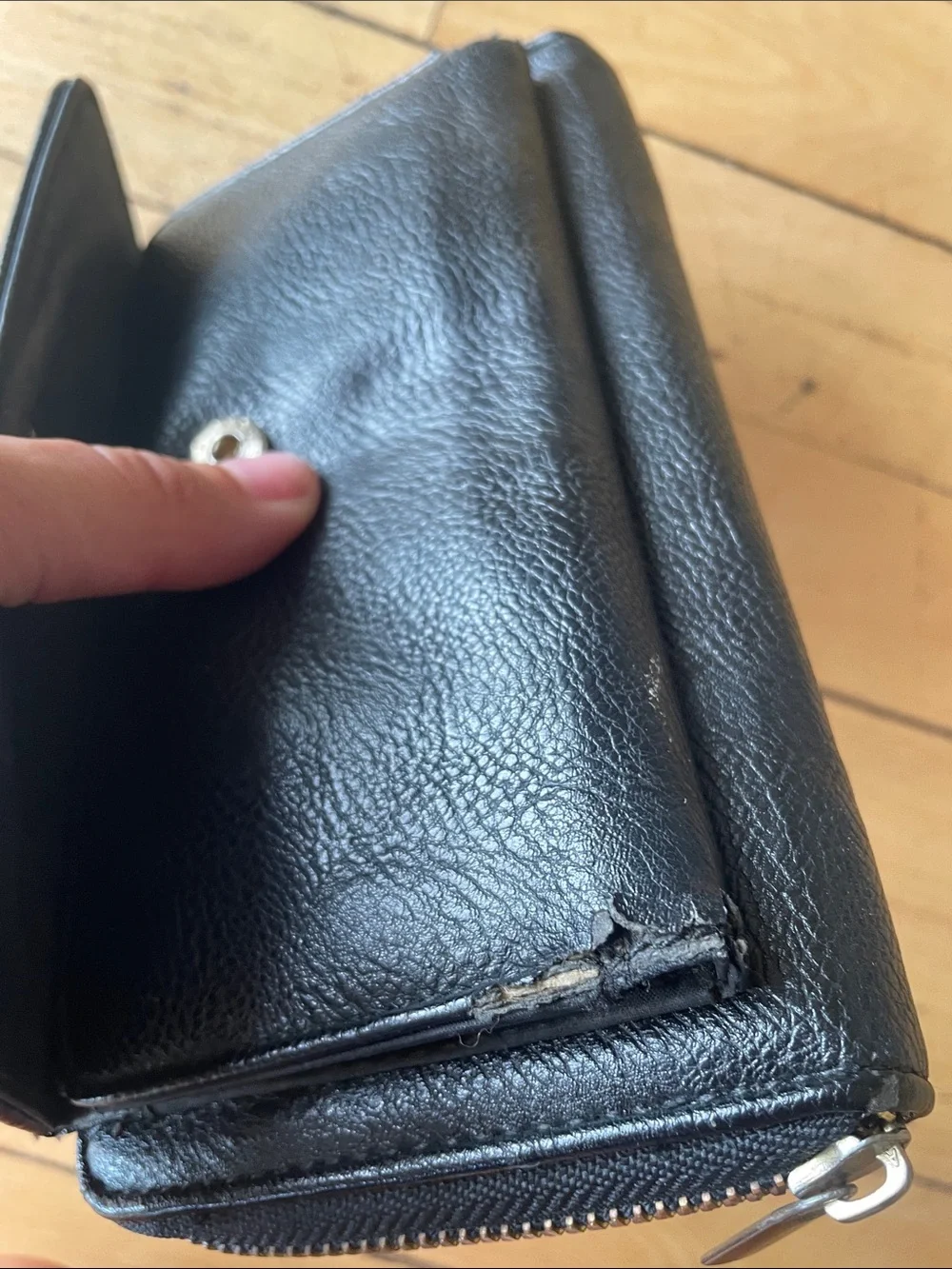 Black Leather women’s Travel Wallet - Compact Organizer